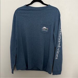 Vineyard Vines Long Sleeve Tee women’s Medium Snowboarding Whale Pocket T-Shirt